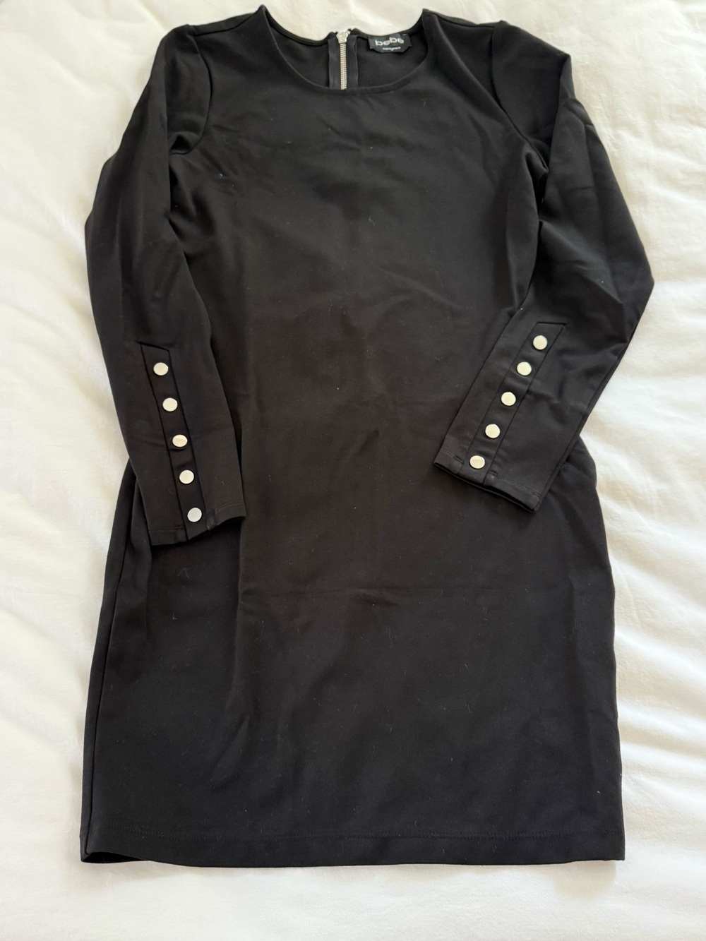bebe Black Crewneck Dress with Exposed Zip Detail